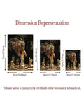 Size guide for gold chess queen canvas poster in three vertical formats