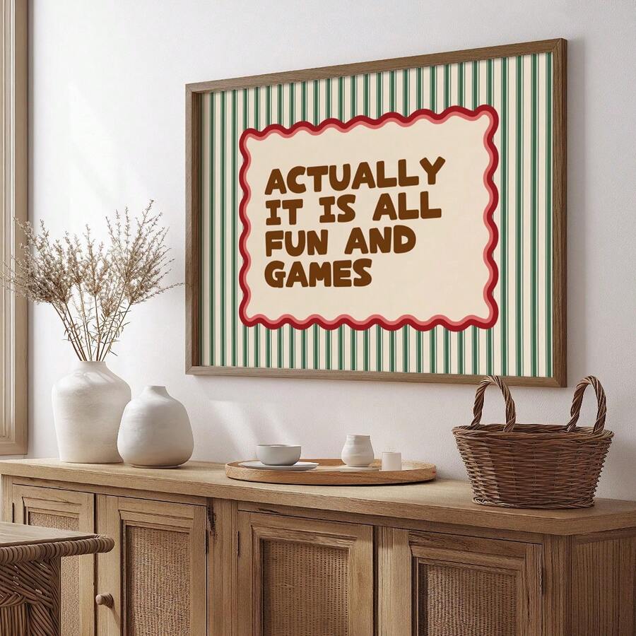 Graphic canvas poster size guide showing retro typography print dimensions