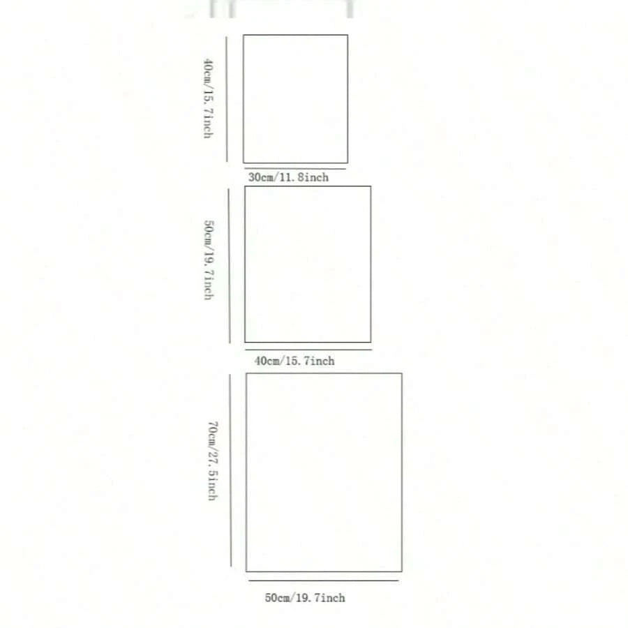 Size guide for colorful multiplication tables canvas poster in three available dimensions