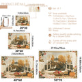 Autumn cottage window canvas poster size chart and unframed print details