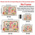Merry and Bright canvas poster size guide showing 20 by 25 through 50 by 70 centimeter options