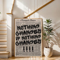 Black-framed Bible verse newspaper poster with bold typography