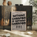 Isaiah 41:10 scripture wall art displayed on a console beside decor
