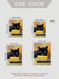 Black cat butter thief canvas poster size guide, 20 by 30 cm through 50 by 70 cm