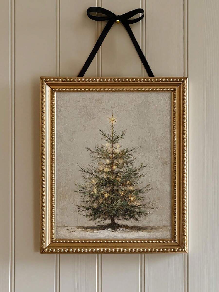 Add cozy holiday charm with a rustic fir tree Christmas Canvas Poster, perfect for neutral farmhouse decor, country homes, and winter interiors.