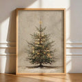 Add cozy holiday charm with a rustic fir tree Christmas Canvas Poster, perfect for neutral farmhouse decor, country homes, and winter interiors.