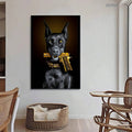 Modern Avant-Garde Luxurious Doberman & Golden Retriever Dog Canvas Poster 