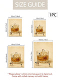 Size guide for unframed surreal whiskey golfers canvas poster in four dimensions