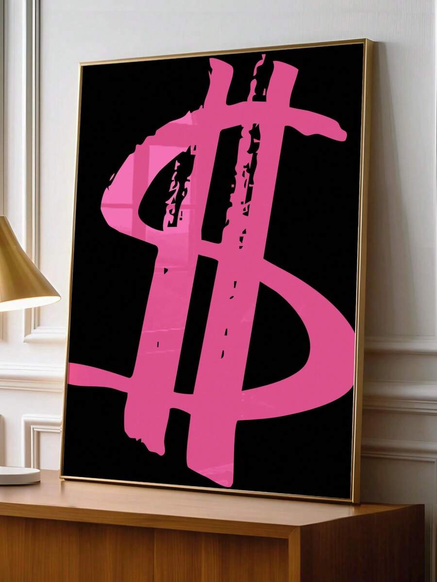 Pink Dollar Sign Graffiti Style Modern Canvas Poster