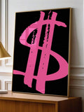 Pink Dollar Sign Graffiti Style Modern Canvas Poster