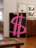 Pink Dollar Sign Graffiti Style Modern Canvas Poster