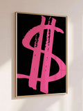 Pink Dollar Sign Graffiti Style Modern Canvas Poster