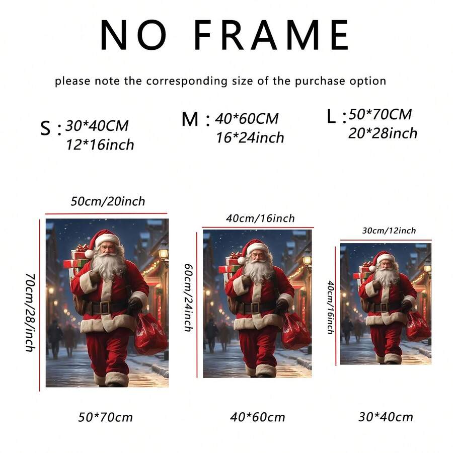 3pcs Classic Santa Claus Retro Night Snow Street & Chimney Canvas Poster Set