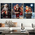 3pcs Classic Santa Claus Retro Night Snow Street & Chimney Canvas Poster Set