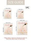 Pink champagne tower artwork framed in a softly tiled bar setting