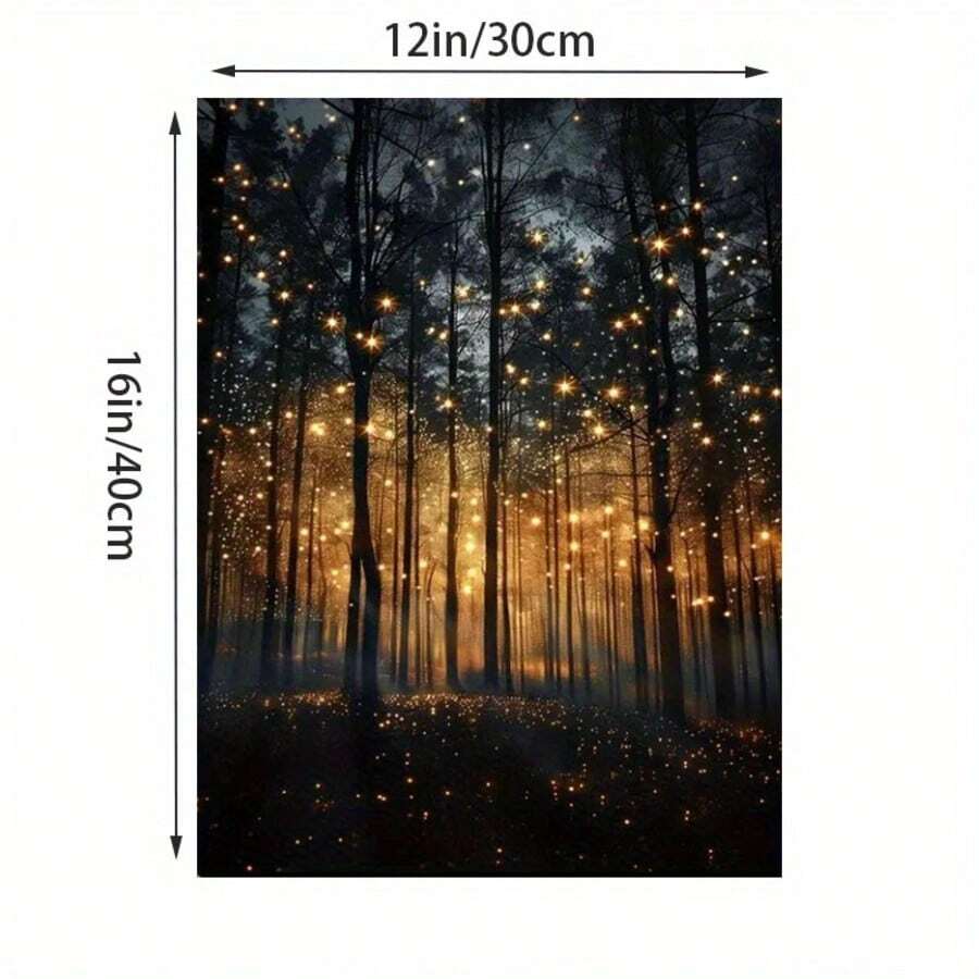 Firefly forest poster with 30 by 40 centimeter size guide