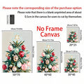 Size guide showing four portrait Christmas tree canvas formats from 20 × 25 to 50 × 70 cm