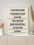 Sarcastic class expectations canvas poster in a bright classroom display