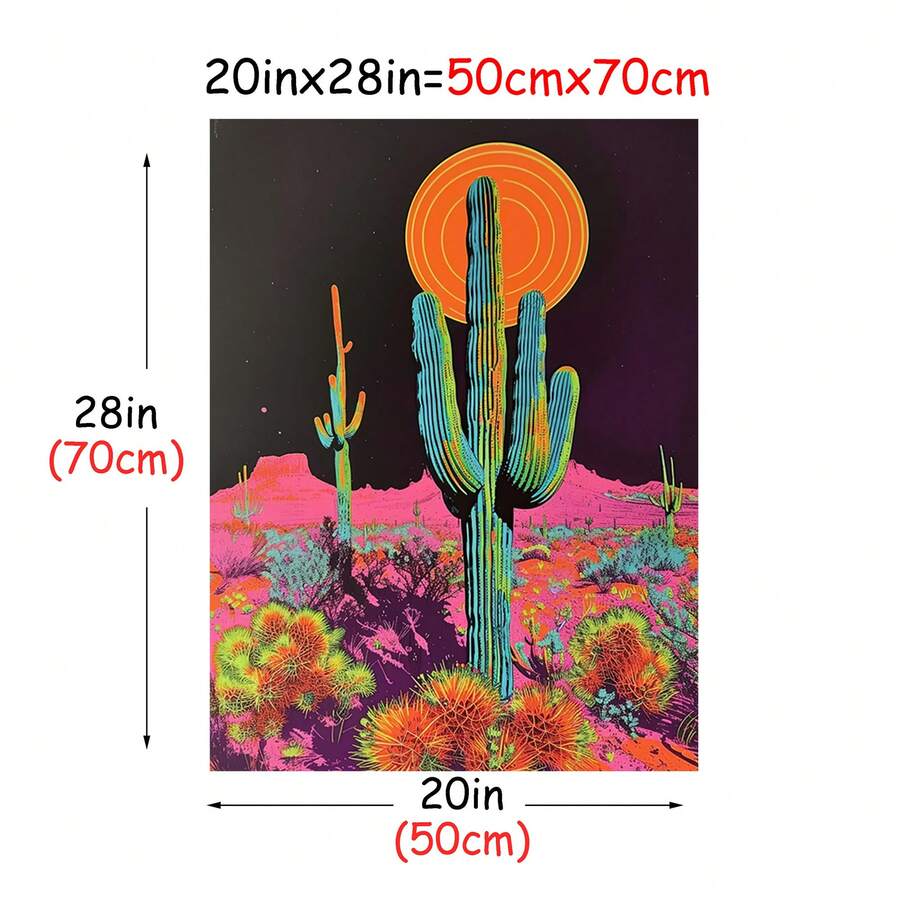 Size guide for colorful desert canvas print in 50 by 70 centimeter format