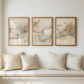 Neutral Botanical Japandi Beige Olive Green Japanese Nordic Canvas Poster Set 