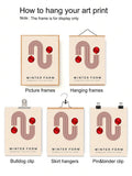 Display guide showing hanging and clip options for the ornament poster