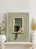 Reader wall art with a figure reading by a window