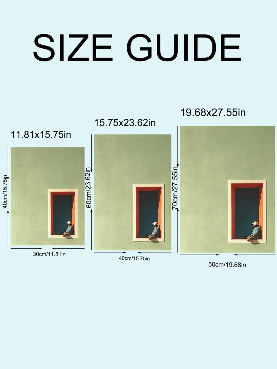 Size guide for emerald green reading canvas poster