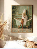 Book lover canvas poster above a sunlit bed