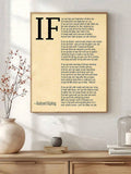 Light wood framed Kipling poem print above a neutral console table