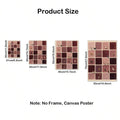 Burgundy cat grid canvas poster size chart, unframed, 21 by 30 cm through 50 by 70 cm