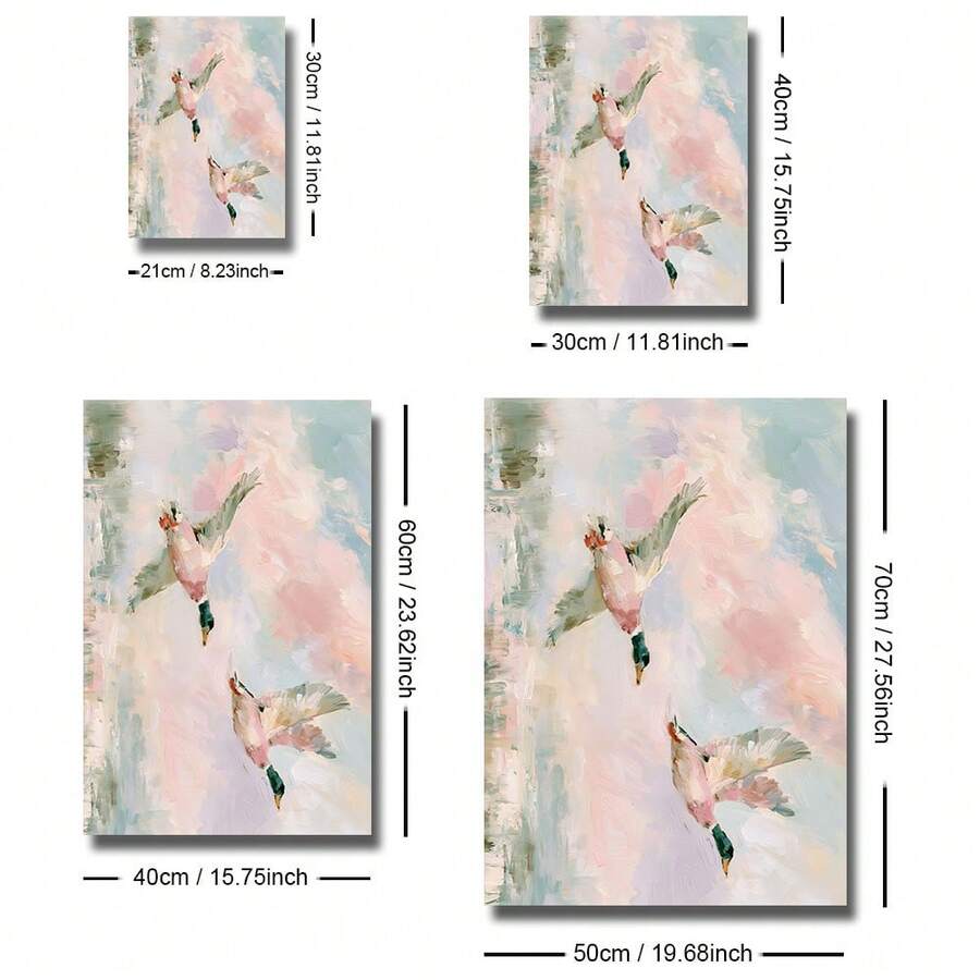 Size guide for flying mallard duck canvas poster