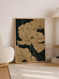 Gold Floral Dark Background Luxury Elegant Botanical Canvas Poster 