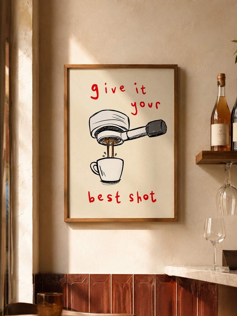 "Give It Your Best Shot" Funny Coffee Portafilter Kitchen Canvas Poster 