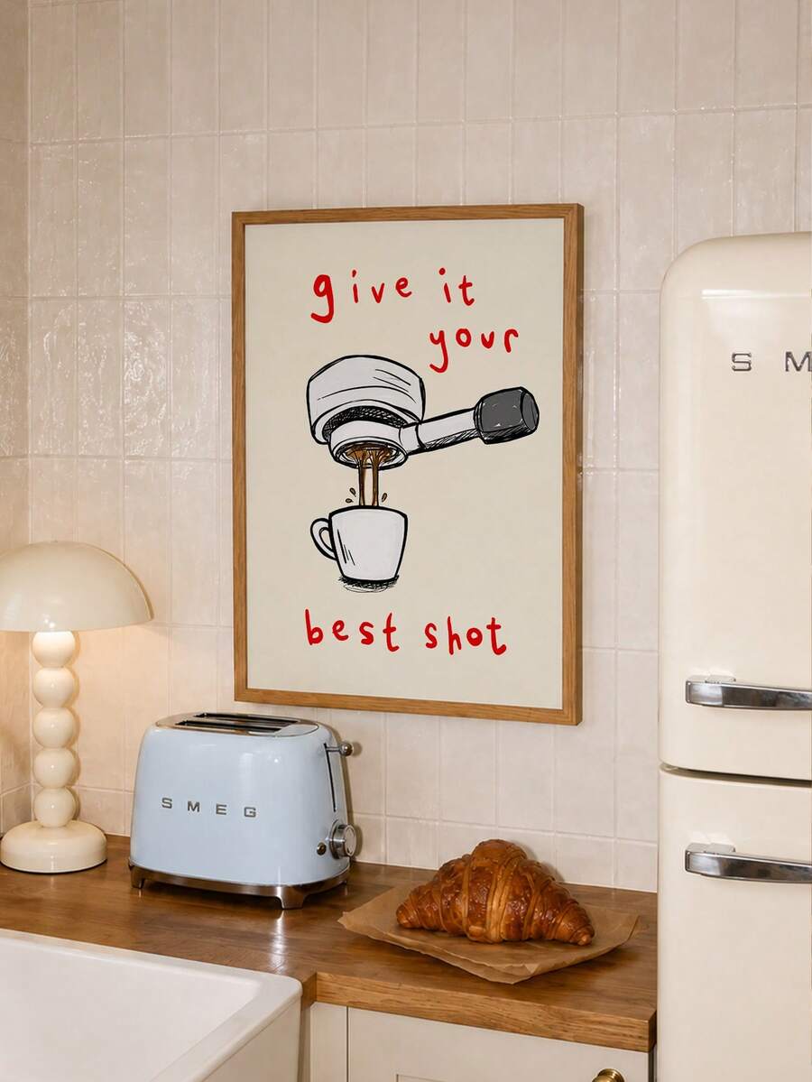 "Give It Your Best Shot" Funny Coffee Portafilter Kitchen Canvas Poster 