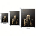 Canvas size guide showing one skeleton print in three dimensions