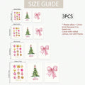 3pcs Pink Girly Christmas Tree, Bow & Ornaments Coquette Canvas Poster Set