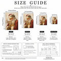 Framed Santa and deer holiday wall art styled with a Christmas tree, lantern, plaid textiles, and evergreen garland