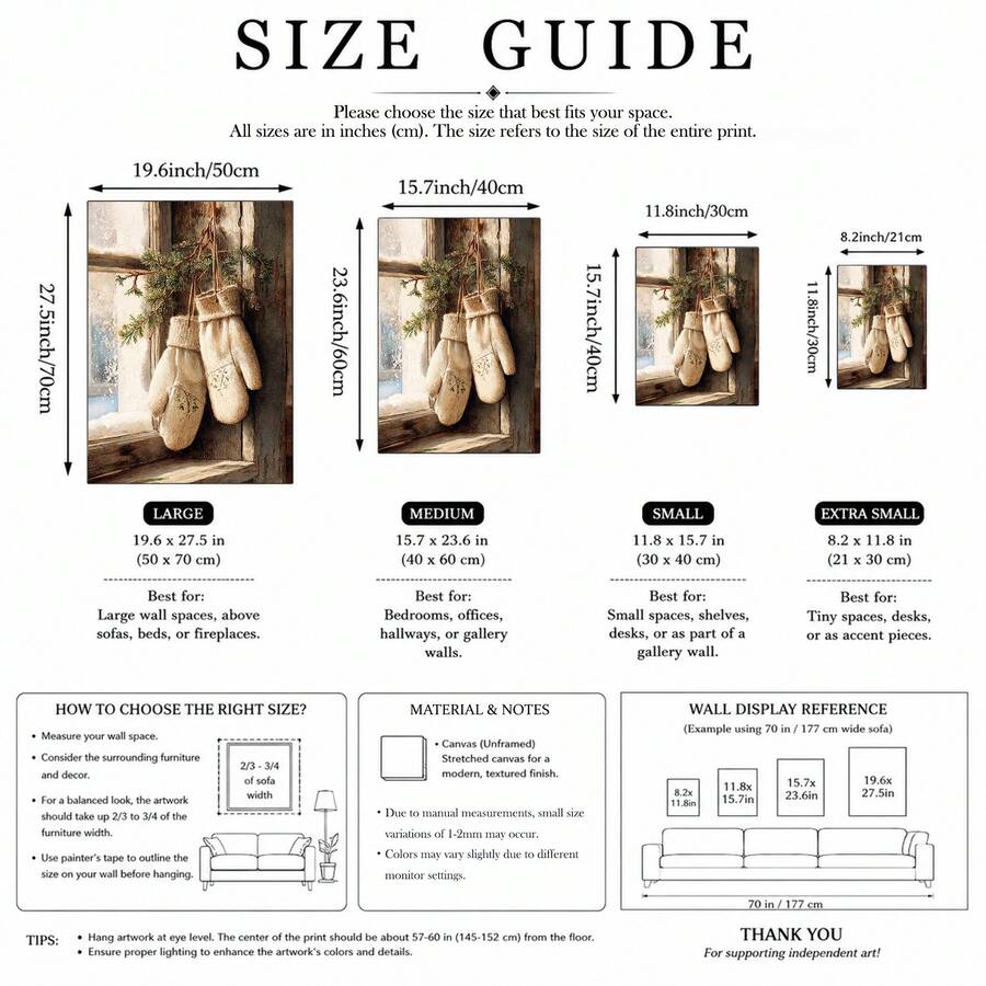 Rustic Vintage Christmas Mittens & Snowy Window Farmhouse Canvas Poster