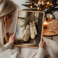 Rustic Vintage Christmas Mittens & Snowy Window Farmhouse Canvas Poster
