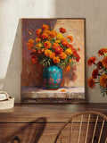 Hummingbird and agave folk canvas styled in a warm neutral dining room