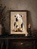 Whimsical Funny Ghost Cow Christmas & Halloween Farmhouse Canvas Poster 