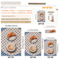 Canvas size guide for croissant and coffee artwork in several dimensions