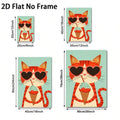 2D Flat Cute Cat Ice Cream Vintage Cartoon Style Canvas Poster