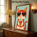 2D Flat Cute Cat Ice Cream Vintage Cartoon Style Canvas Poster