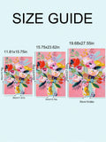 Canvas poster size guide showing 30 by 40 cm, 40 by 60 cm, and 50 by 70 cm