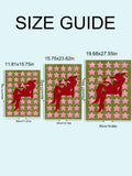 Size guide showing the starry cowgirl canvas in three dimensions
