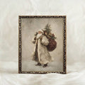 Vintage Santa Claus Carrying Gift Box Holiday Christmas Canvas Poster 