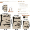 Pine branch canvas size guide showing unframed print dimensions and available sizes