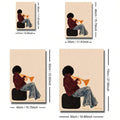 Canvas size guide showing trumpet-player artwork in four available dimensions