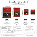 Size guide comparing the retro red canvas in four metric dimensions